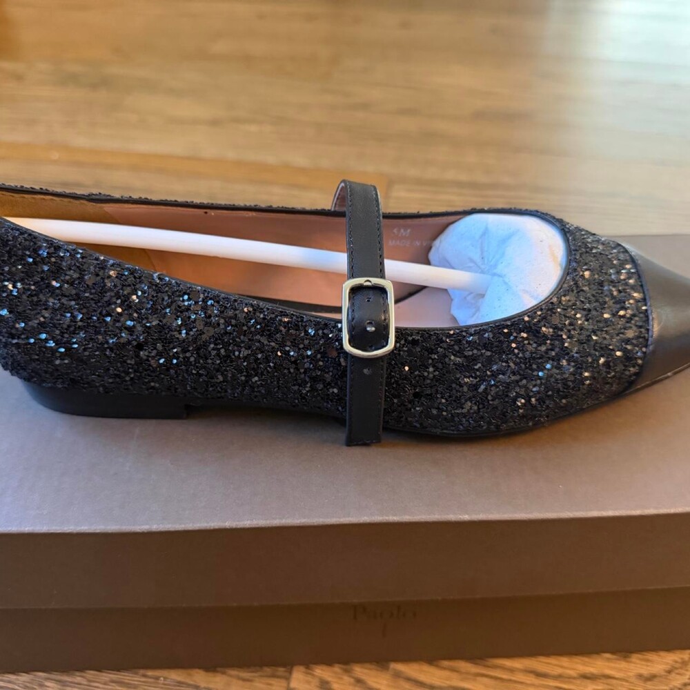 Paolo Negro black glitter ballet flats with silver sparkles #glamour #partyshoes